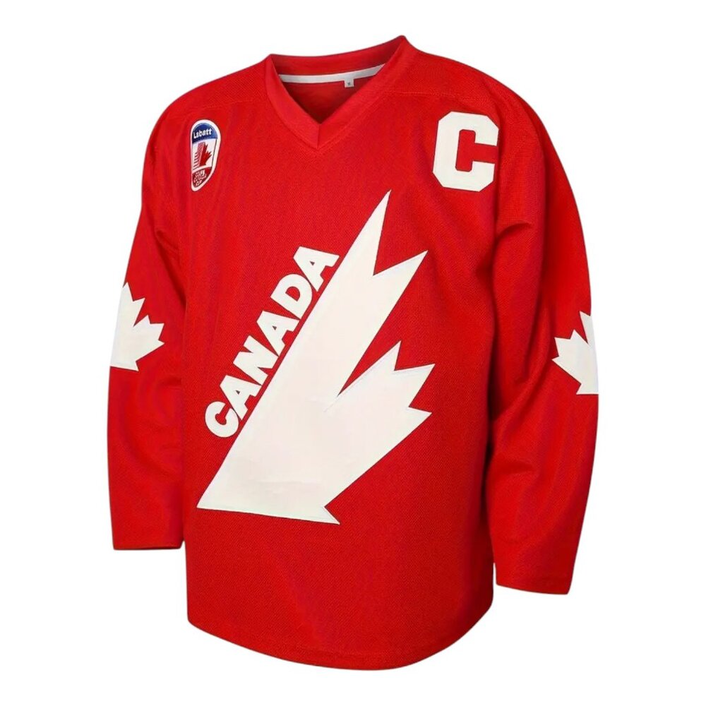 Wayne Gretzky Labatt Team Coupe Canada Cup Stitched Hockey Jersey Red - Picture 2 of 7